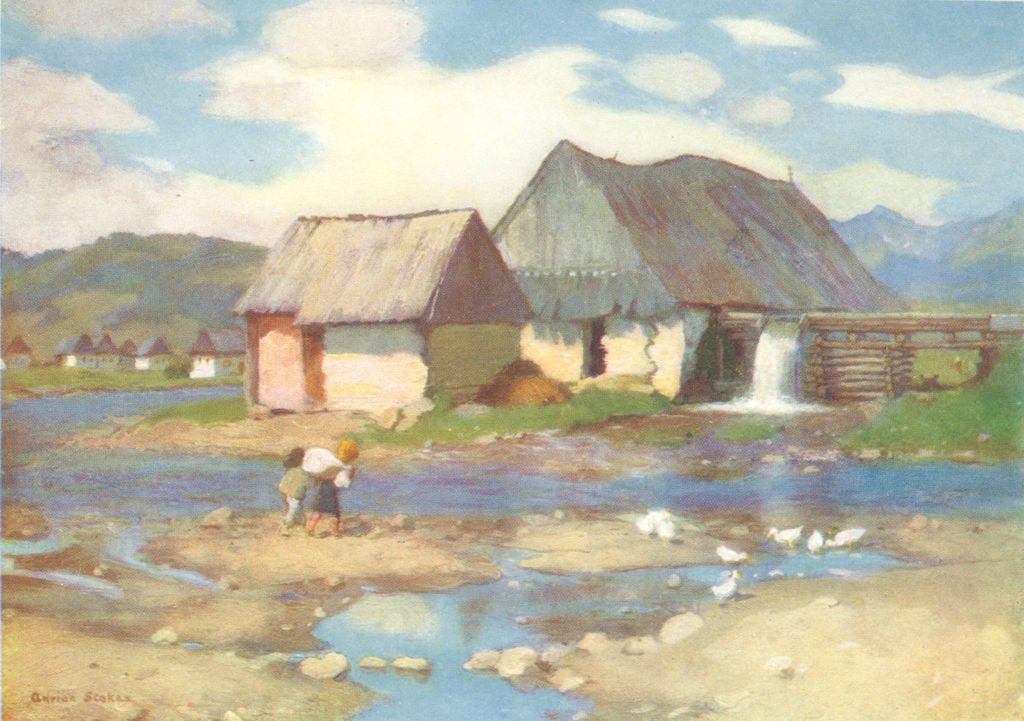 SLOVAKIA. A Mill Vazec 1909 old antique vintage print picture